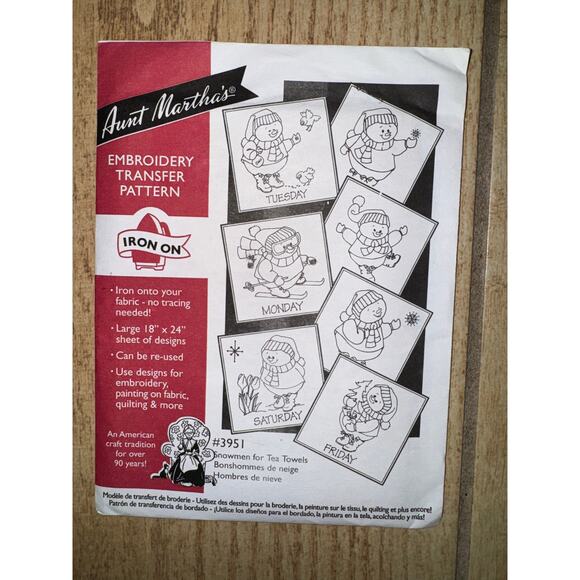 Aunt Martha's Embroidery Transfer Pattern (lot of 3 - Kittens; Snowmen; Bears) - Picture 3 of 5